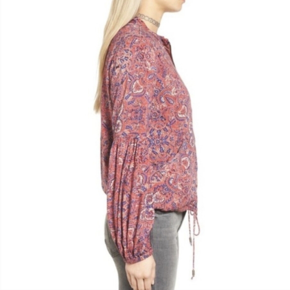 Free People NWOT Paisley Bell Sleeve Zip up the Front Casual Jacket sz MED - Picture 2 of 8